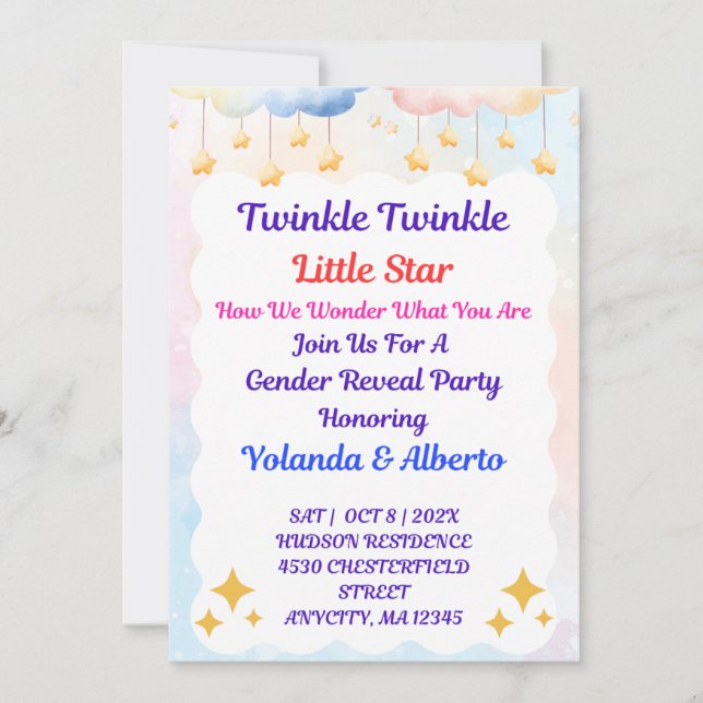 Twinkle Twinkle Little Star Geschlechtsenthüllungs (Vorderseite)