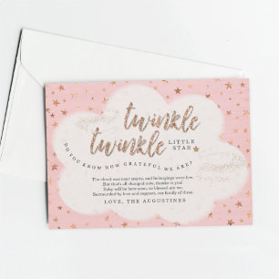 Twinkle Twinkle Little Star Girls Pink Baby Dusche Dankeskarte