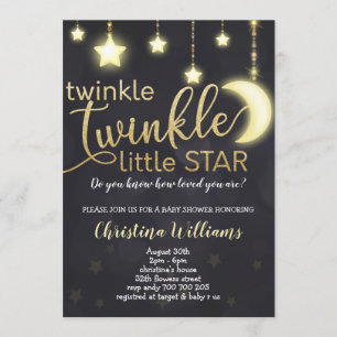 Twinkle Twinkle Little Star Gold Baby Dusche Einladung