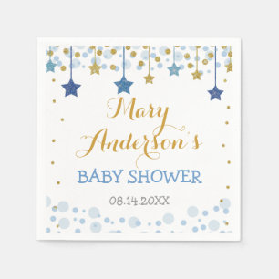 Twinkle Twinkle Little Star Gold Blue Sparkle Baby Serviette