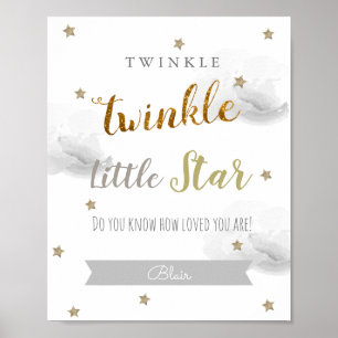 Twinkle Twinkle Little Star Graue Kinderzimmer-Kun Poster