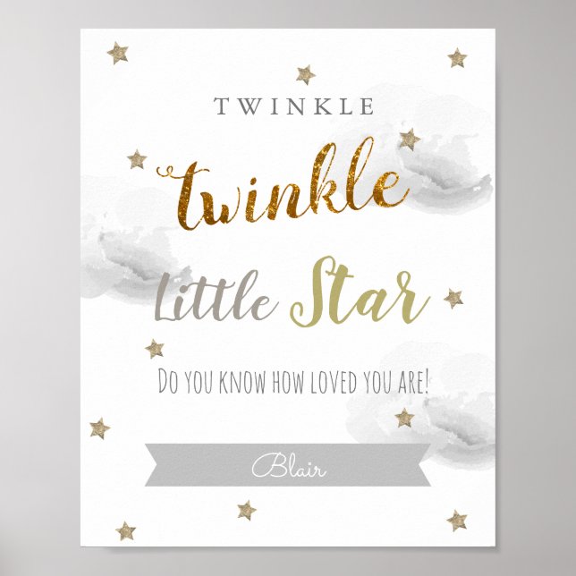 Twinkle Twinkle Little Star Gray Kinderzimmer Art Poster (Vorne)