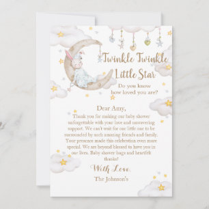 Twinkle Twinkle Little Star Häschen-Baby-Party Dankeskarte