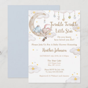 Twinkle Twinkle Little Star Häschen-Baby-Party Einladung