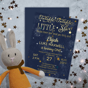 Twinkle Twinkle Little Star Junge 1. Geburtstagsfe Folieneinladung