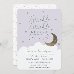 Twinkle Twinkle Little Star Lilac Baby Dusche Einladung