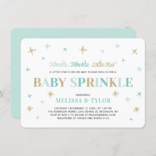 Twinkle Twinkle Little Star Mint Baby Sprinkle Einladung