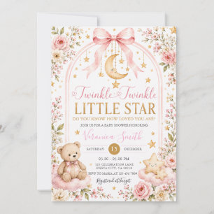 Twinkle Twinkle Little Star Mondbär Baby Shower Einladung
