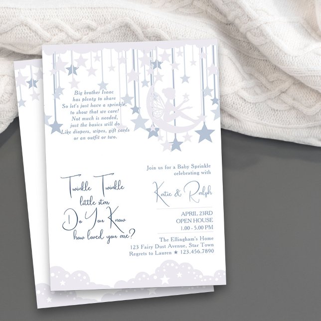Twinkle Twinkle Little Star Moon Baby Sprinkle Einladung (Twinkle Twinkle Little Star Boy Baby Sprinkle Invitation)