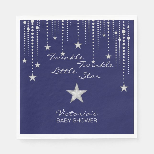 Twinkle Twinkle Little Star Napkins - Blau, Silber Serviette (Vorderseite)