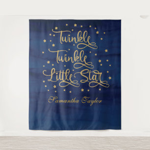 Twinkle Twinkle Little Star Navy Gold Glitzer Wandteppich