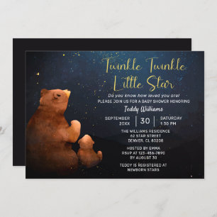 Twinkle Twinkle Little Star Niedlich Bear Baby Dus Einladung