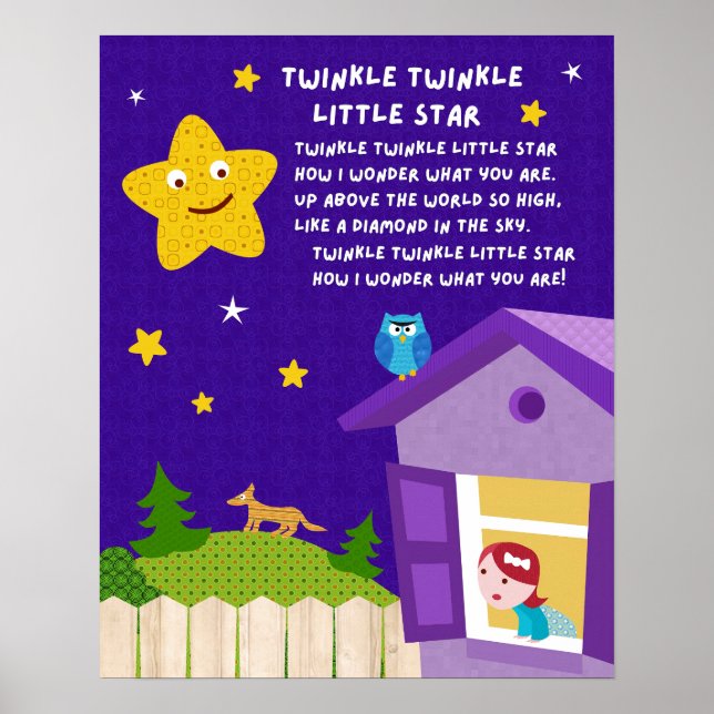Twinkle Twinkle Little Star Nursery Rhyme Poster (Vorne)