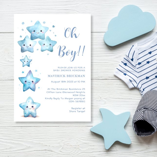 Twinkle twinkle Little star oh Boy Baby Shower Einladung (Von Creator hochgeladen)