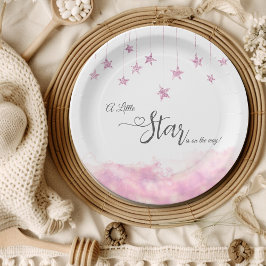 Twinkle Twinkle Little Star Pink Girl Baby Shower Pappteller