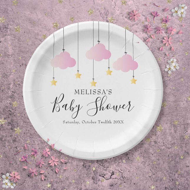Twinkle Twinkle Little Star Pink Girl Babydusche Pappteller (Twinkle Twinkle Little Star Pink Girl Baby Shower Paper Plates)