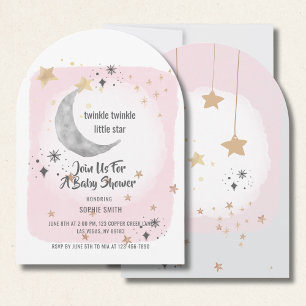 Twinkle Twinkle Little Star Pink Wasserfarben Arch Einladung