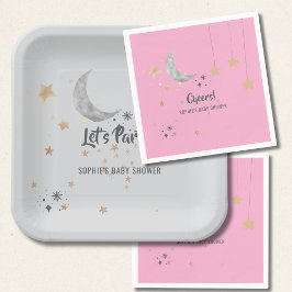 Twinkle Twinkle Little Star Pink Watercolor Splash Pappteller