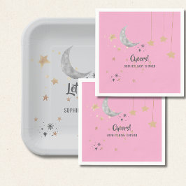 Twinkle Twinkle Little Star Pink Watercolor Splash Serviette