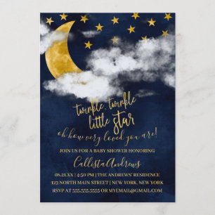 Twinkle Twinkle Little Star Quote Moon Babydusche Einladung