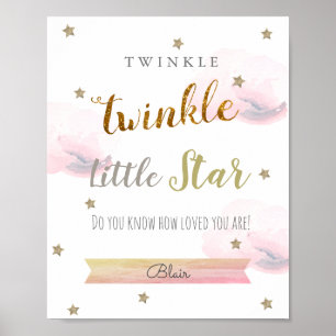 Twinkle Twinkle Little Star Rosa Kinderzimmer-Kuns Poster