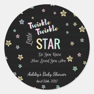 Twinkle Twinkle Little Star - Schwarz, Genderoffen Runder Aufkleber