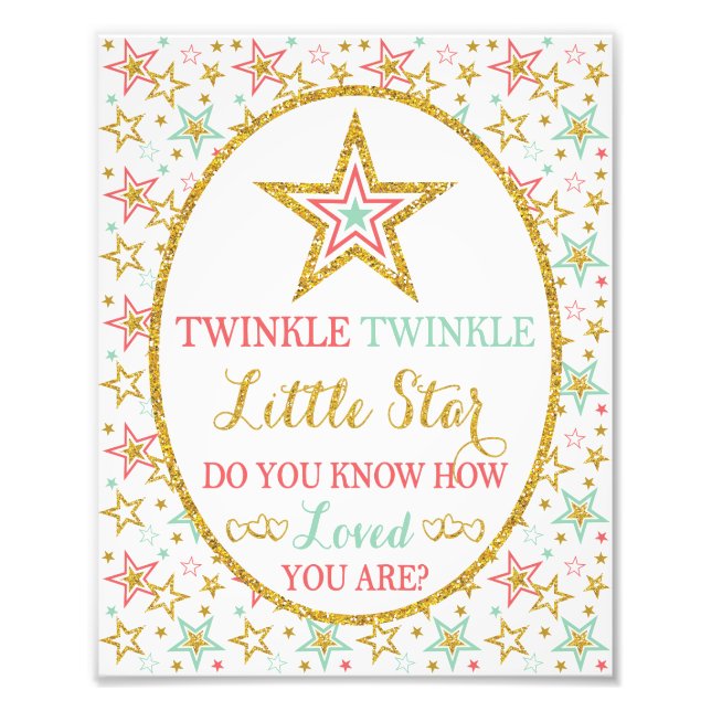 Twinkle Twinkle Little Star Sign - 8" x 10" Print Fotodruck (Vorne)