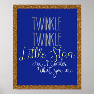 Twinkle Twinkle Little Star Silver und Gold Poster