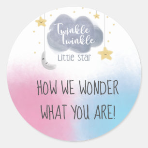 Twinkle Twinkle Little Star Theme Gender Reveal Runder Aufkleber