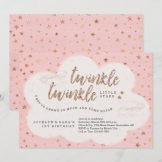 Twinkle Twinkle Little Star Twin Girl 1. Geburtsta Einladung