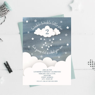 Twinkle Twinkle Little Star Watercolor Geburtstag Einladung