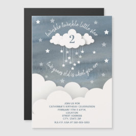 Twinkle Twinkle Little Star Watercolor Geburtstag Magneteinladung
