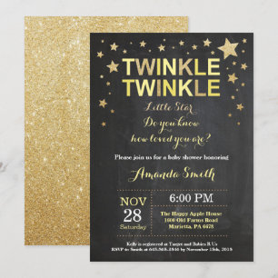 Twinkle Twinkle Little Star Yellow Baby Dusche Einladung