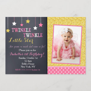 Twinkle Twinkle Little Star zum Geburtstag Einladu Einladung
