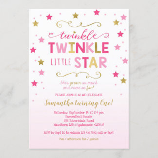 Twinkle Twinkle Little Star zum Geburtstag Einladu Einladung