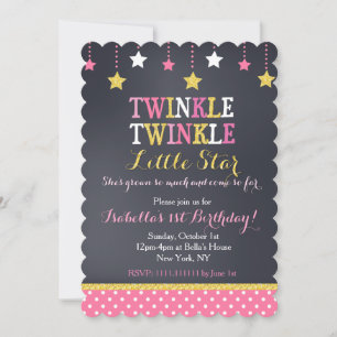 Twinkle Twinkle Little Star zum Geburtstag Einladu Einladung