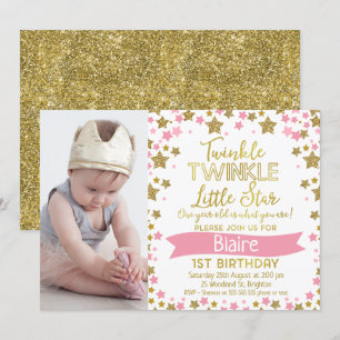 Twinkle Twinkle Little Star zum Geburtstag Einladu Einladung