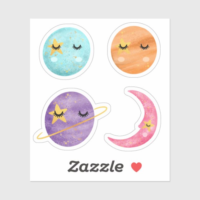 Twinkle Twinkle Little Stars & Planeten Thema Raum Aufkleber (Blatt)