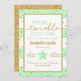 Twinkle Twinkle Mint und Gold Einladung zum Geburt