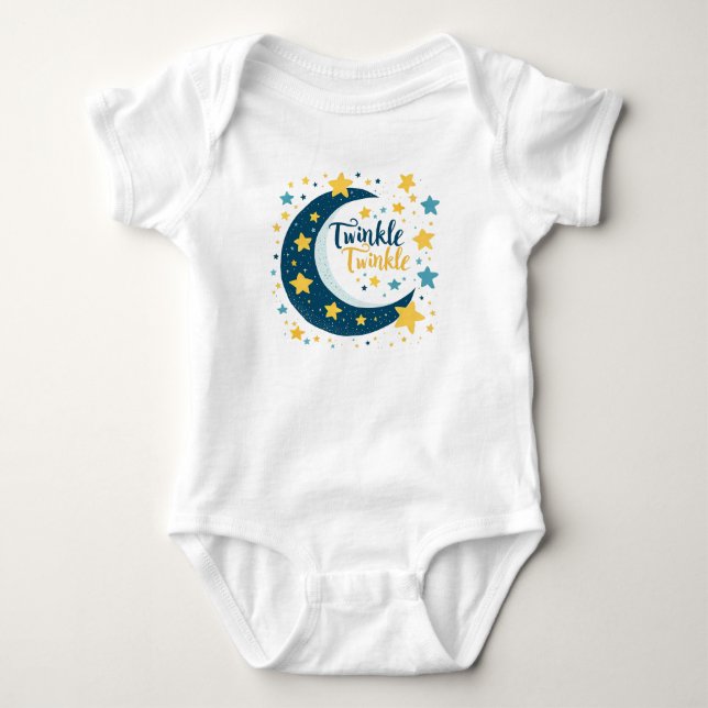 "Twinkle Twinkle" Mond und Star Baby Bodysuit Strampler (Vorderseite)