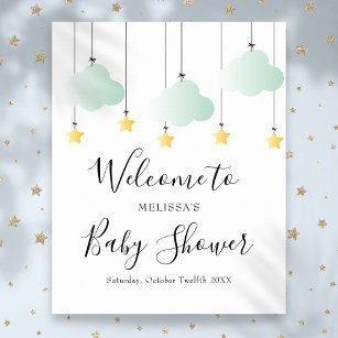 Twinkle Twinkle Neutral Baby Dusche Begrüßungszeic Poster