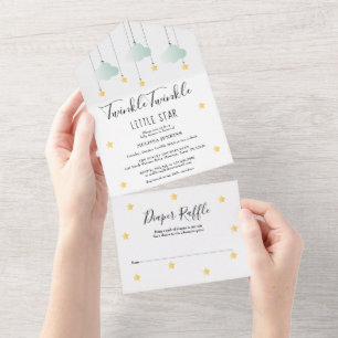 Twinkle Twinkle Neutrale Babyparty All In One Einladung