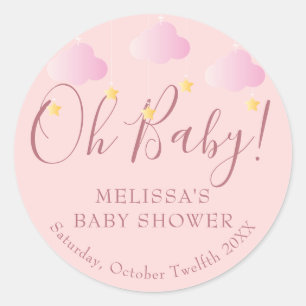 Twinkle Twinkle Oh Baby Rosa Baby-Party Runder Aufkleber