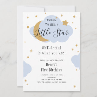 Twinkle, Twinkle, ONEderful Blue First Birthday Einladung