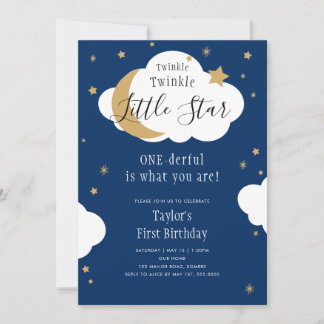 Twinkle Twinkle ONEderful Boy First Birthday Einladung