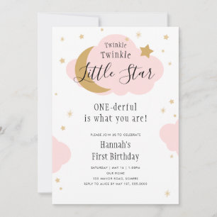Twinkle, Twinkle, ONEderful Pink Erster Geburtstag Einladung