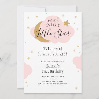 Twinkle, Twinkle, ONEderful Pink Erster Geburtstag Einladung
