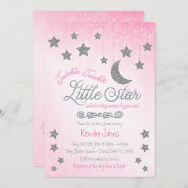 Twinkle Twinkle, Pink Baby Dusche Einladung