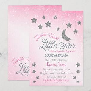 Twinkle Twinkle, Pink Baby Dusche Einladung