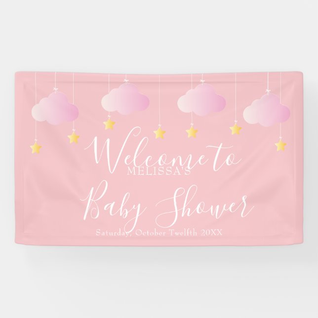 Twinkle Twinkle Pink Baby Girl Dusche Empfang Banner (Horizontal)